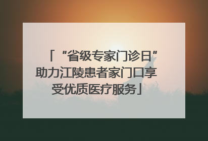 “省级专家门诊日”助力江陵患者家门口享受优质医疗服务