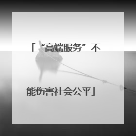 “高端服务”不能伤害社会公平