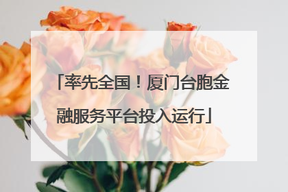 率先全国！厦门台胞金融服务平台投入运行