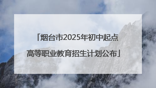 烟台市2025年初中起点高等职业教育招生计划公布