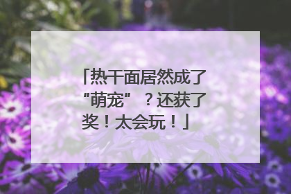 热干面居然成了“萌宠”？还获了奖！太会玩！