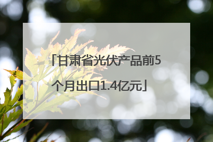 甘肃省光伏产品前5个月出口1.4亿元