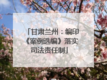 甘肃兰州：编印《案例选编》落实司法责任制