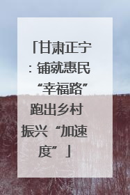 甘肃正宁：铺就惠民“幸福路” 跑出乡村振兴“加速度”