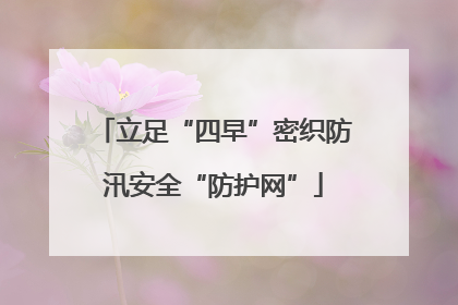 立足“四早”密织防汛安全“防护网”