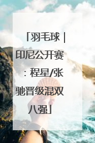 羽毛球｜印尼公开赛：程星/张驰晋级混双八强