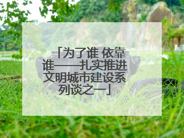为了谁 依靠谁——扎实推进文明城市建设系列谈之一