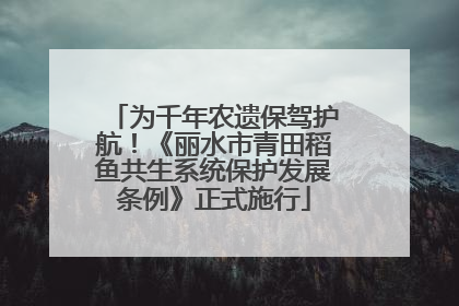 为千年农遗保驾护航！《丽水市青田稻鱼共生系统保护发展条例》正式施行