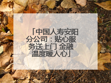 中国人寿安阳分公司：贴心服务送上门 金融温度暖人心