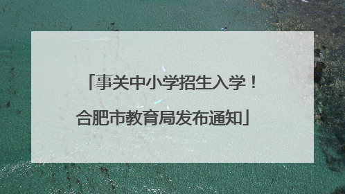 事关中小学招生入学！合肥市教育局发布通知