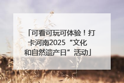 可看可玩可体验！打卡河南2025“文化和自然遗产日”活动