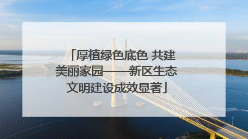 厚植绿色底色 共建美丽家园——新区生态文明建设成效显著