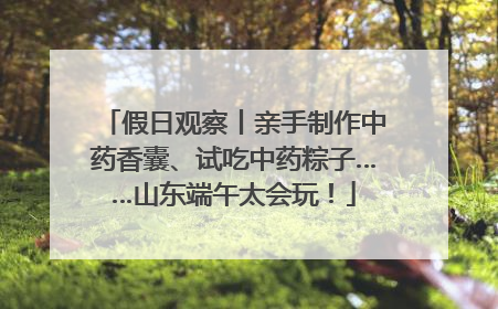 假日观察丨亲手制作中药香囊、试吃中药粽子……山东端午太会玩！