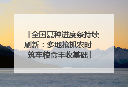 全国夏种进度条持续刷新：多地抢抓农时 筑牢粮食丰收基础