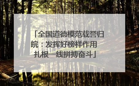 全国道德模范载誉归皖：发挥好榜样作用 扎根一线拼搏奋斗