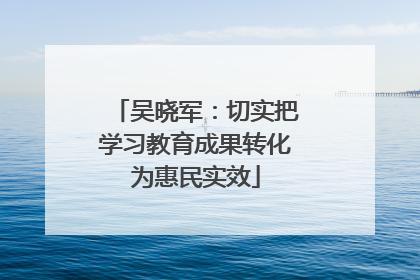 吴晓军：切实把学习教育成果转化为惠民实效