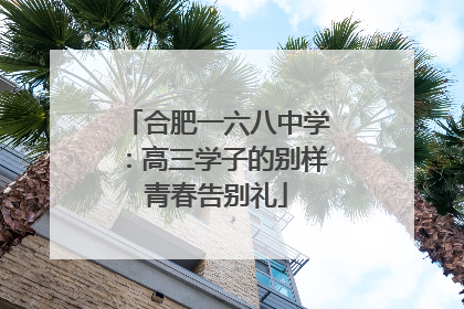 合肥一六八中学：高三学子的别样青春告别礼