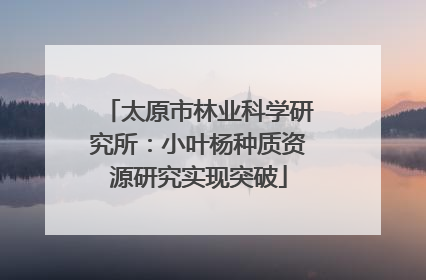 太原市林业科学研究所：小叶杨种质资源研究实现突破