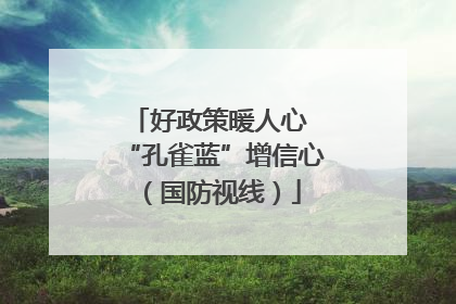 好政策暖人心 “孔雀蓝”增信心（国防视线）