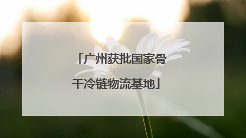 广州获批国家骨干冷链物流基地
