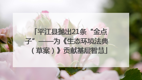 平江县抛出21条“金点子”——为《生态环境法典（草案）》贡献基层智慧