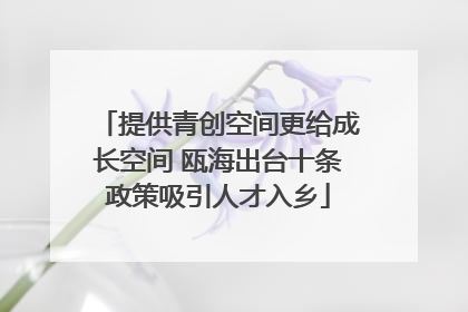 提供青创空间更给成长空间 瓯海出台十条政策吸引人才入乡