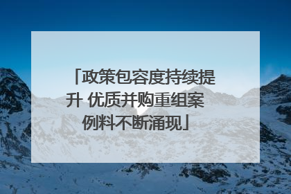 政策包容度持续提升 优质并购重组案例料不断涌现