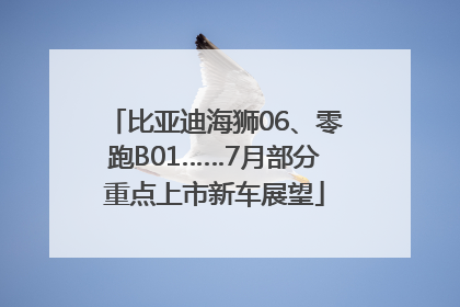比亚迪海狮06、零跑B01……7月部分重点上市新车展望