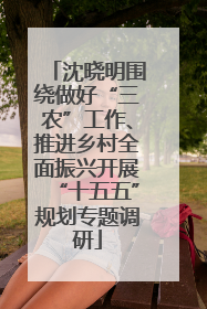 沈晓明围绕做好“三农”工作、推进乡村全面振兴开展“十五五”规划专题调研
