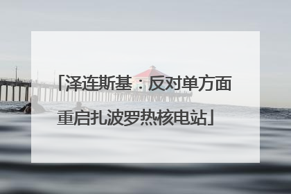 泽连斯基：反对单方面重启扎波罗热核电站