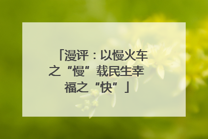 漫评：以慢火车之“慢”载民生幸福之“快”