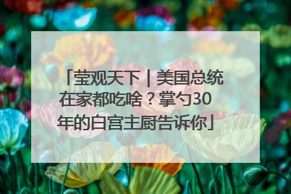 莹观天下｜美国总统在家都吃啥？掌勺30年的白宫主厨告诉你