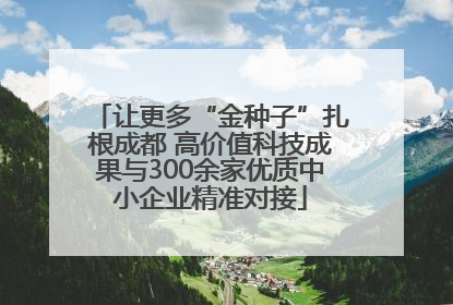 让更多“金种子”扎根成都 高价值科技成果与300余家优质中小企业精准对接