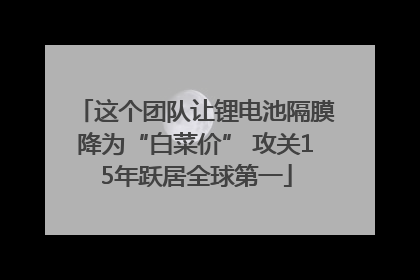 这个团队让锂电池隔膜降为“白菜价” 攻关15年跃居全球第一