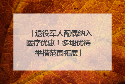 退役军人配偶纳入医疗优惠！多地优待举措范围拓展