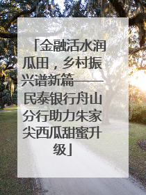 金融活水润瓜田，乡村振兴谱新篇——民泰银行舟山分行助力朱家尖西瓜甜蜜升级