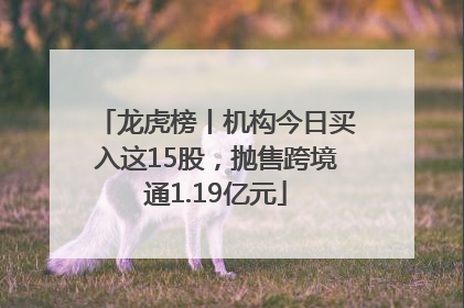 龙虎榜丨机构今日买入这15股，抛售跨境通1.19亿元